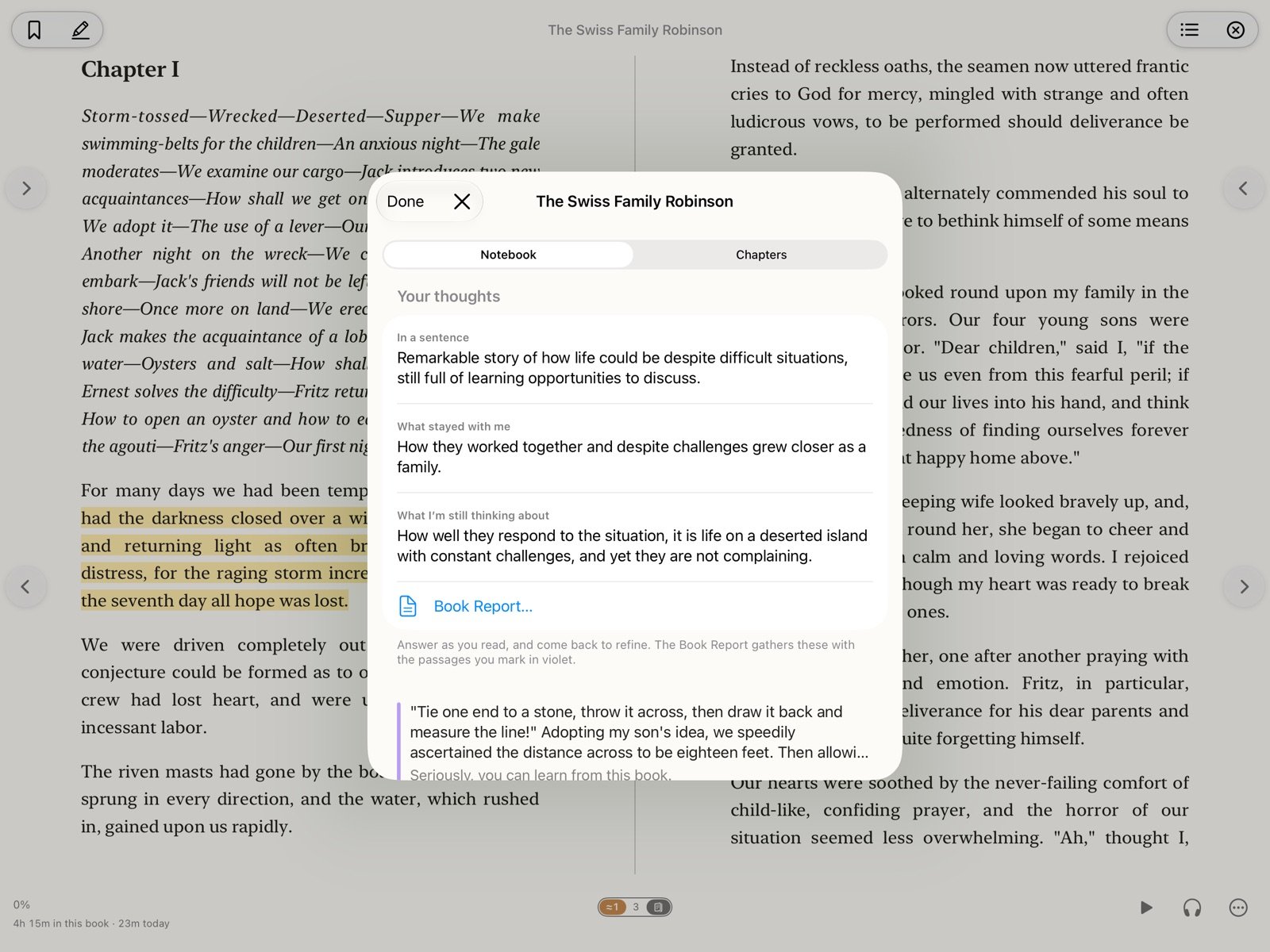 The Notebook on iPad: three answers about the book and a kept passage with its note