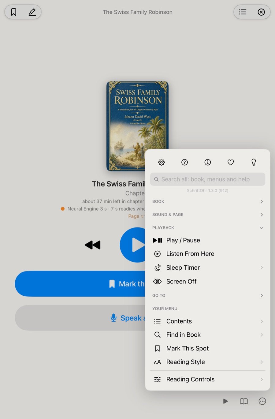 The menu, with a section open and Your Menu below it